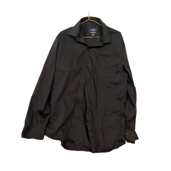 George All Black Button Up Dress Shirt Mens L - Picture 1 of 3